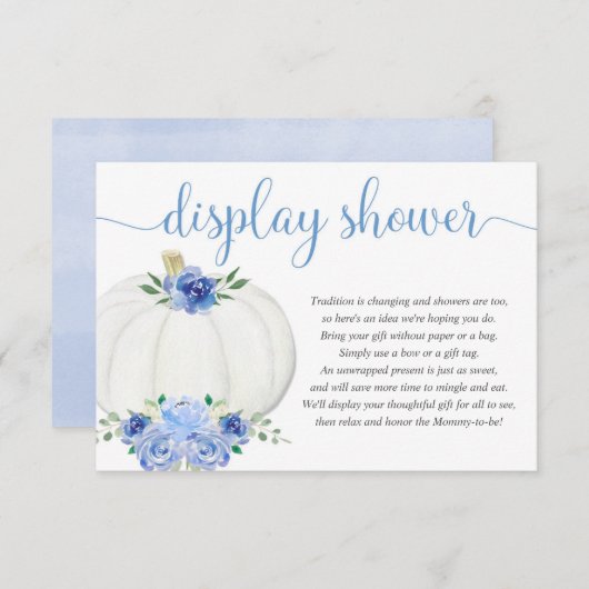 Carte D'accompagnement insert douche à fleurs bleu citrouille (Devant / Derrière)