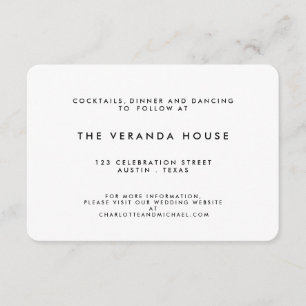 Carte D'accompagnement Insertion moderne blanche chic de mariage du noir