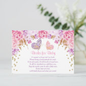 Carte D'accompagnement Insertions de demande de carnet de papillons rose  (Debout devant)