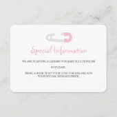 Carte D'accompagnement Insertions d'informations sur le pingouin rose béb (Devant)