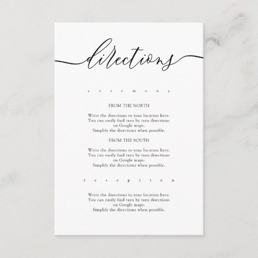 Carte D'accompagnement Instructions de mariage simple (Devant)