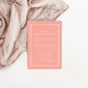 Carte D'accompagnement Instructions de soin de produit corail pêche rose