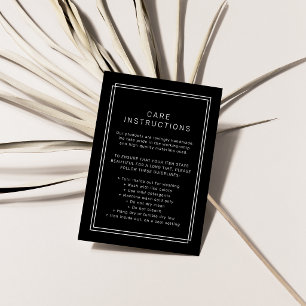 Carte D'accompagnement Instructions de soin de produit noir moderne Avery