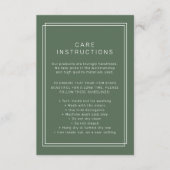 Carte D'accompagnement Instructions d'entretien de produit rustique vert (Devant)