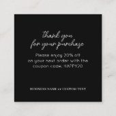 Carte D'accompagnement Instructions pour la bijouterie Commerce Merci noi (Dos)