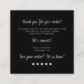 Carte D'accompagnement Instructions pour la bijouterie Merci noir blanc (Dos)