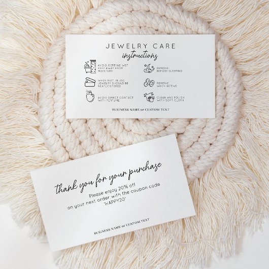 Carte D'accompagnement Instructions simples de soins de bijoux Écouter le