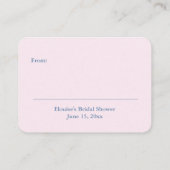 Carte D'accompagnement Intemporel rose floral marine bleu affichage douch (Dos)