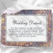 Carte D'accompagnement Iridescente Purple Gold Parties scintillant Détail