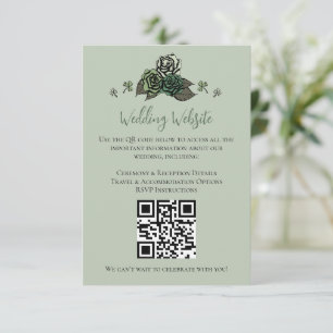Carte D'accompagnement Irish Green Floral Skuls Site Mariage QR Code