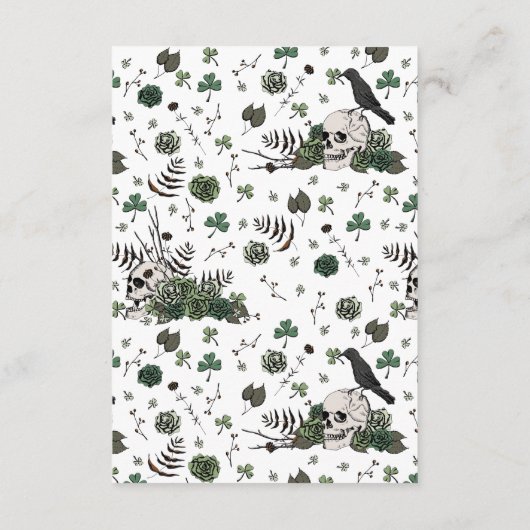 Carte D'accompagnement Irish Green Floral Skuls Site Mariage QR Code (Dos)