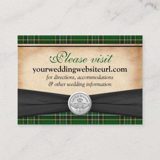 Carte D'accompagnement Irish Tartan Claddagh Site Mariage Insérer une car (Devant)