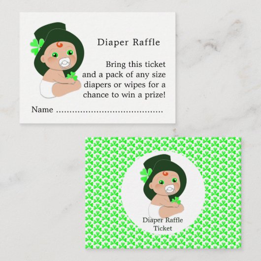 Carte D'accompagnement Irlandais Leprechaun Lucky Shamrock Diaper Raffle (Devant / Derrière)