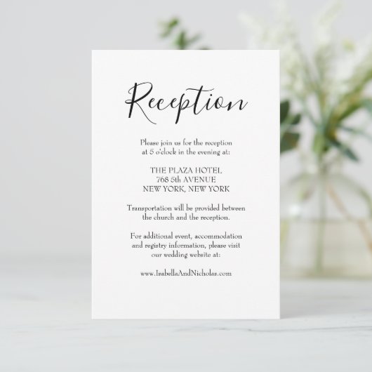 Carte D'accompagnement Isabella Réception de mariage moderne Script (Debout devant)
