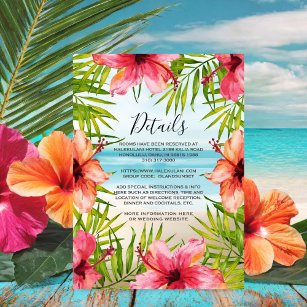 Carte D'accompagnement Island Paradise Tropical Floral Détails sur le Mar