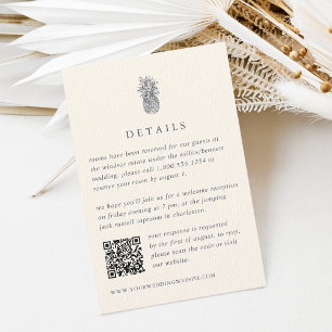 Carte D'accompagnement Island Vintage Ananas Détails du Mariage QR Code