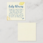 Carte D'accompagnement Italian Citrus Yellow Gingham Baby Library (Devant / Derrière)