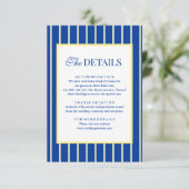 Carte D'accompagnement Italian Striped Blue & Yellow Wedding Details (Debout devant)