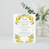 Carte D'accompagnement Italien Lemon Greenery Détails du Mariage (Debout devant)
