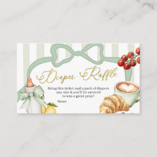 Carte D'accompagnement Italy Sage Green Coquette Stripes Diaper Raffle