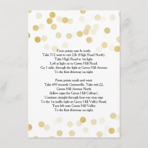 Carte D'accompagnement Itinéraire de conduite de mariage doré pailleté lu