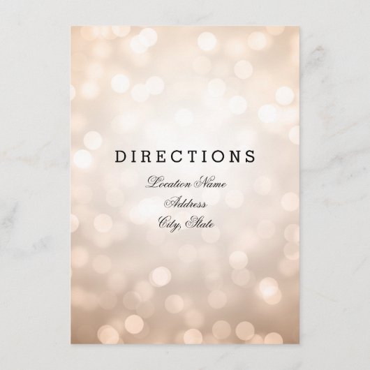 Carte D'accompagnement Itinéraire de mariage Lumières scintillantes en cu (Dos)