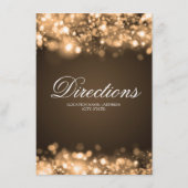 Carte D'accompagnement Itinéraire de mariage lumières scintillantes or (Dos)