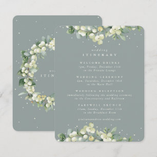 Carte D'accompagnement Itinéraire Mariage à bords verts Snowberry+Eucalyp