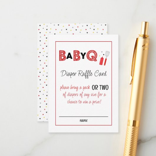 Carte D'accompagnement It's a Baby Q for Twins Diaper Raffle Card (Devant/Arrière en situation)