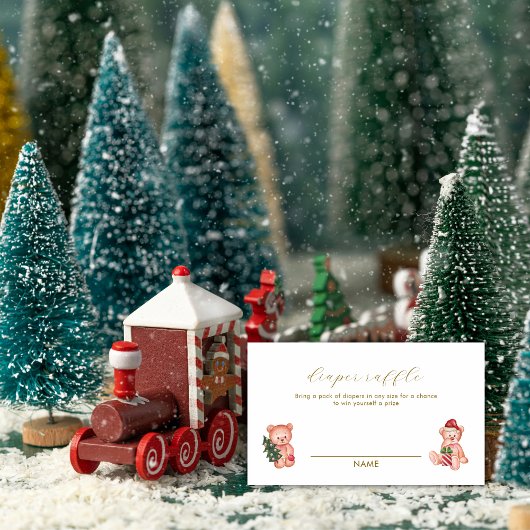 Carte D'accompagnement It's Cold Outside Bear Diaper Raffle Baby Shower 