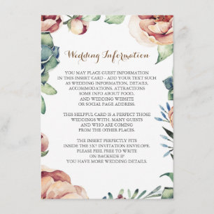 Carte D'accompagnement ivoire de chute fleurie Infos mariage