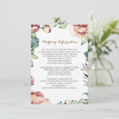 Carte D'accompagnement ivoire de chute fleurie Infos mariage (Debout devant)