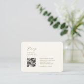 Carte D'accompagnement ivoire et olive | Mariage de code QR simple Chic (Debout devant)