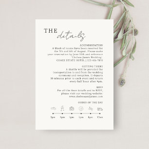 Carte D'accompagnement Ivoire   Icônes de détails de Mariage minimaliste 