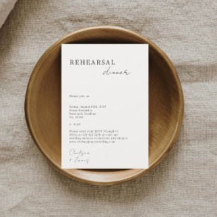 Carte D'accompagnement Ivoire   Répétition de Mariage minimaliste chic