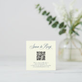 Carte D'accompagnement Ivory et Blue Italian Elegance RSVP avec QR Code (Debout devant)