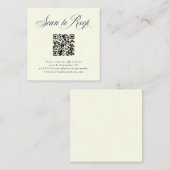 Carte D'accompagnement Ivory et Blue Italian Elegance RSVP avec QR Code (Devant / Derrière)
