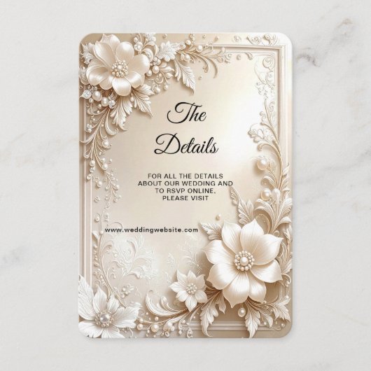 Carte D'accompagnement Ivory Flowers Detail Enclosure (Devant)