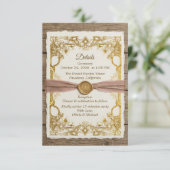 Carte D'accompagnement Ivory Gold Boho Floral Élégant Rustique Script (Debout devant)