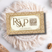 Carte D'accompagnement Ivory Gold Damask QR Code RSVP Mariage islamique W