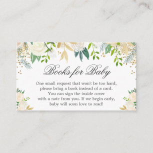 Carte D'accompagnement Ivory Green Gold Floral Apporter livre pour Baby s