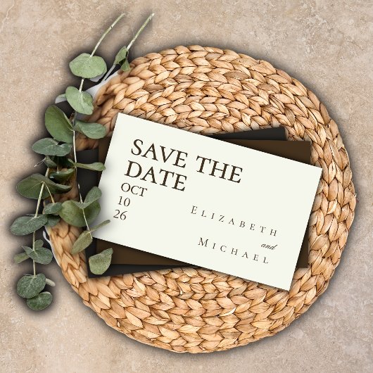 Carte D'accompagnement Ivory Minimalist Wedding Boho Save the Date QRCode