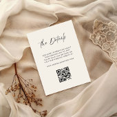 Carte D'accompagnement Ivory Modern Script QR Code Simple Détails Mariage