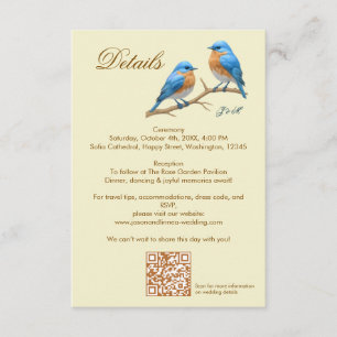 Carte D'accompagnement Ivory Pastel Lovebirds Romantique Bluebirds Mariag