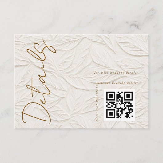 Carte D'accompagnement Ivory QR code Wedding Details (Devant)