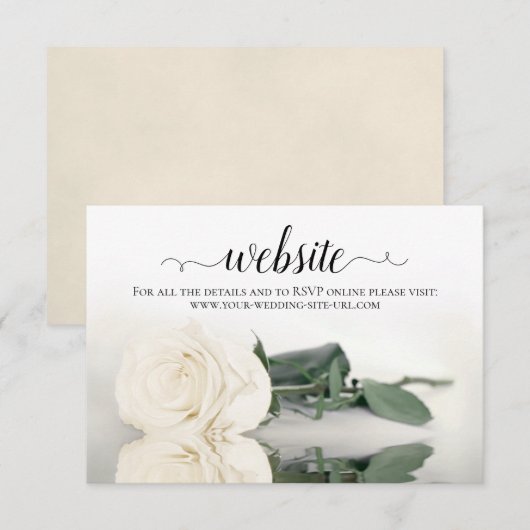 Carte D'accompagnement Ivory White Rose Elegant Wedding Website (Devant / Derrière)