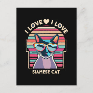 Carte D'accompagnement J'adore le chat siamois