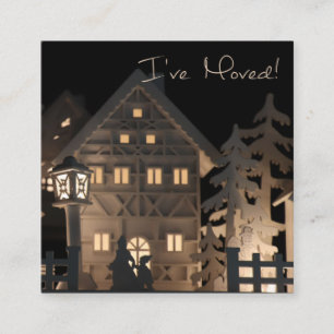Carte D'accompagnement J'ai déménagé des maisons de Noël éclairées