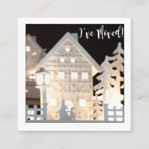 Carte D'accompagnement J'ai déménagé des maisons de Noël éclairées