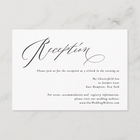 Carte D'accompagnement Jane Simple Minimal Noir Script Mariage Réception (Devant)